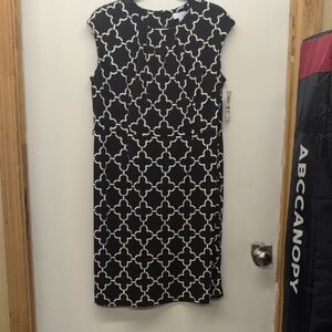Charter Club Black and White Geometric Midi Dress